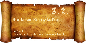 Bertram Krisztofer névjegykártya
